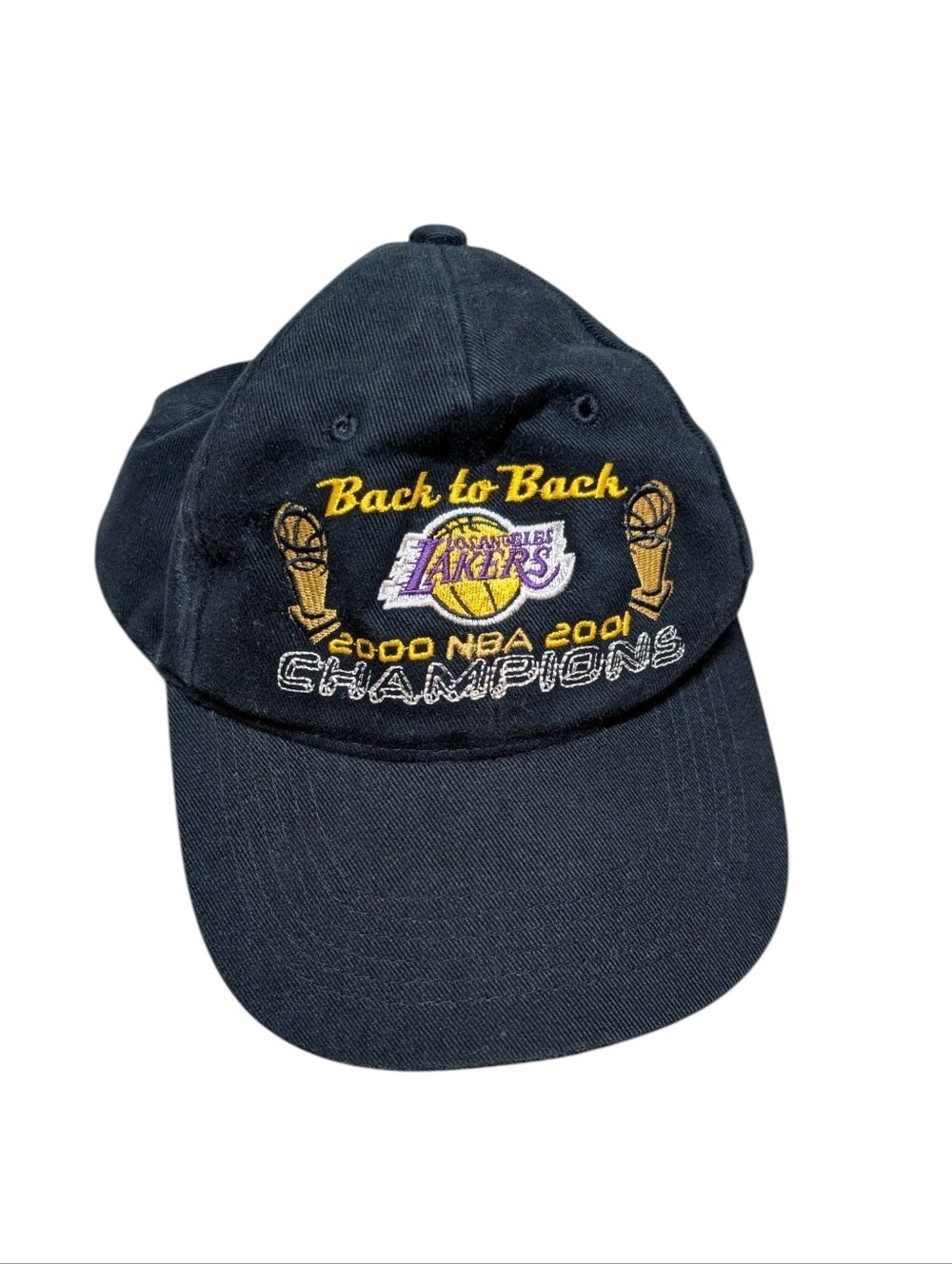 Vintage Los Angeles Lakers "Back to Back" 2000-2001 NVA Champions Black Hat